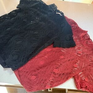 Zara Red and Black Lace Blouses